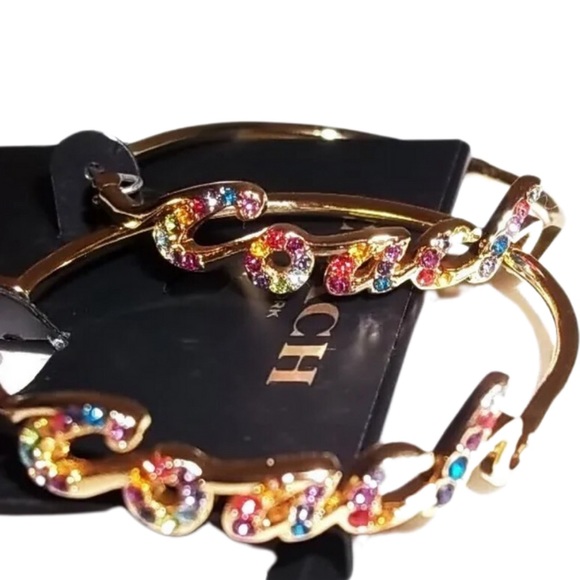 NWT COACH Signature Script Hoop Earrings - Picture 5 of 7